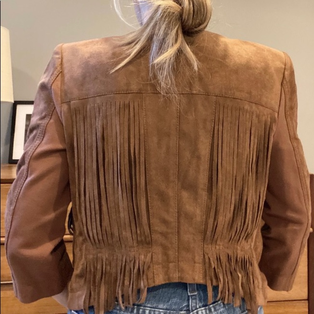 BCBG suedette fringe moto jacket